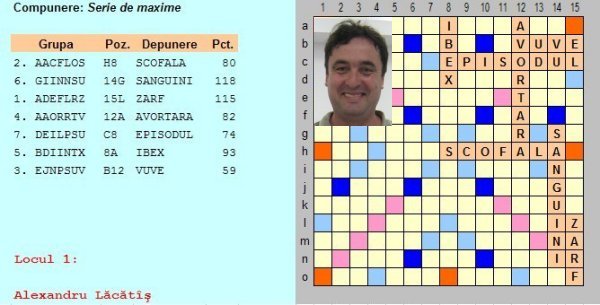 Problema scrabble (Serie de maxime). Solutie: Al. Lăcătîş