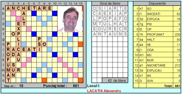 Problema scrabble (Integral partial pe sir). Solutie: Al. Lăcătîş