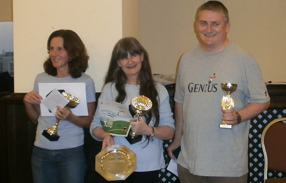 Podium of the 1st ROST (Romanian Open Scrabble Tournament 2012):
1. Helen Gipson, Scotland; 2. Helen Brousson (Malta);
3. Terry Kirk (England)