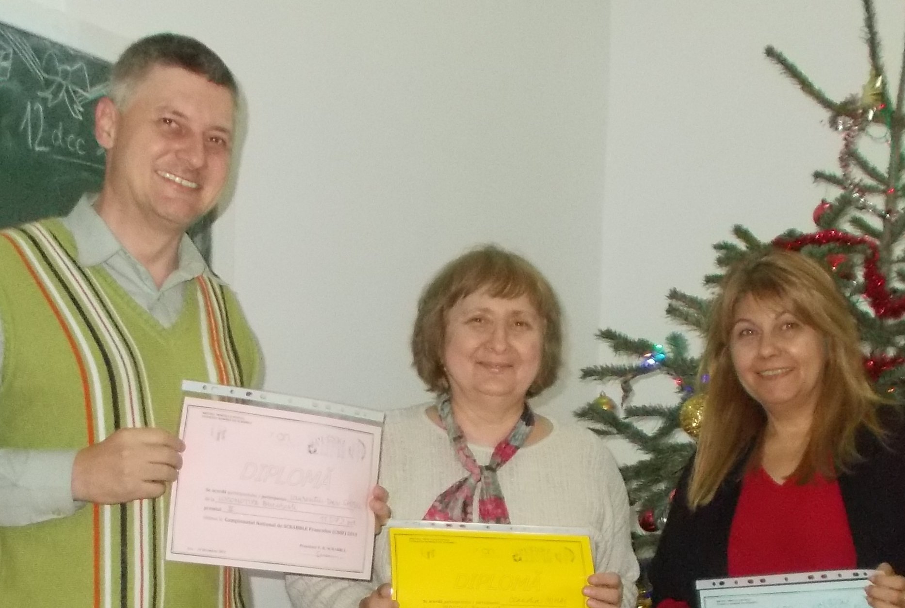 Podiumul Campionatului de scrabble francofon 2014